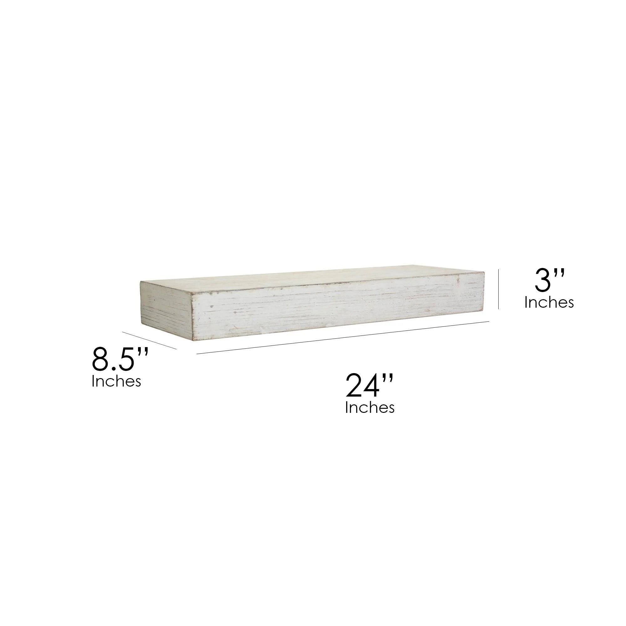 Rustic Whitewashed Wood Floating Wall Shelf P5456