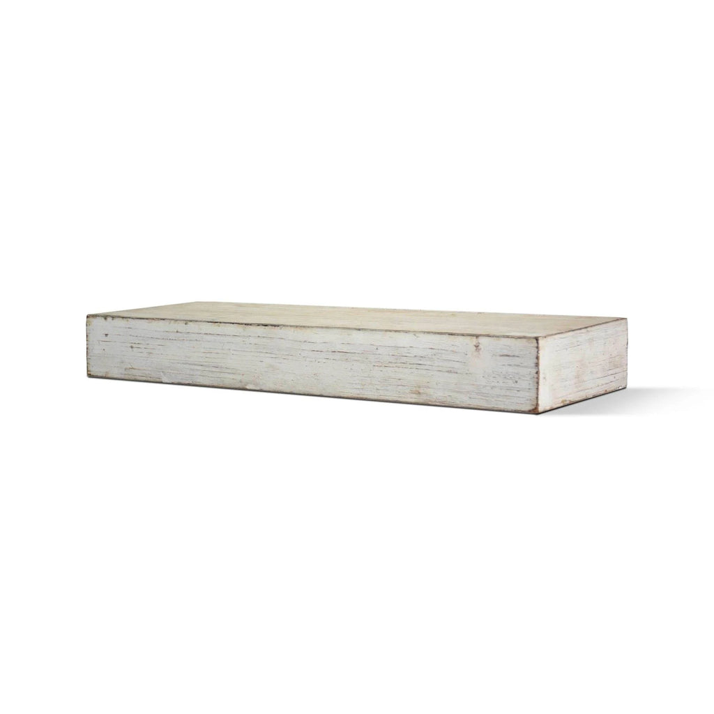 Rustic Whitewashed Wood Floating Wall Shelf P5456