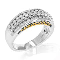 14K White Gold Three Row Diamond Wedding Band U985
