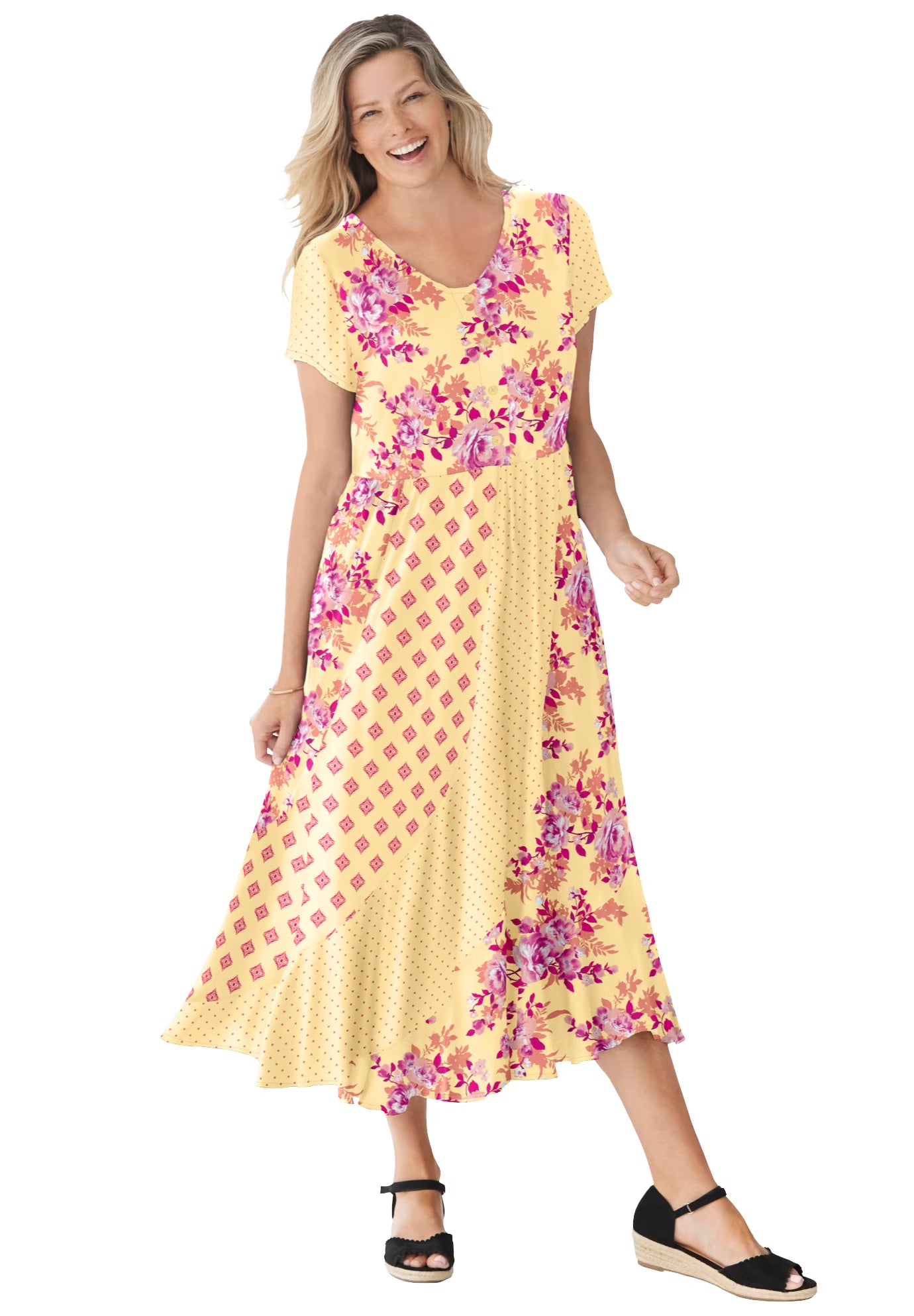 Plus Size Petite Rose Garden Maxi Dress X503196