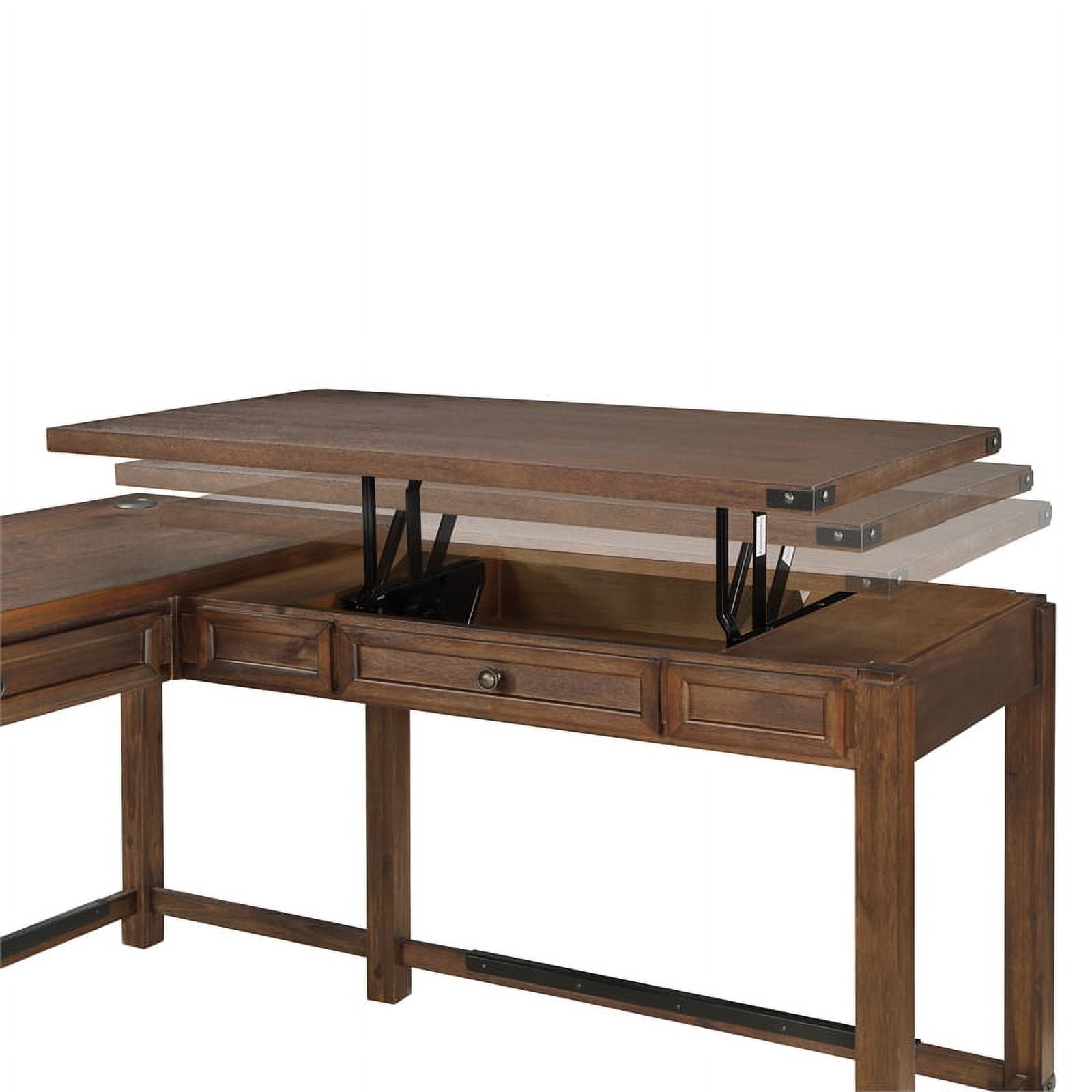 Brushed Walnut Engineered Wood Sit-to-Stand L-Desk O839