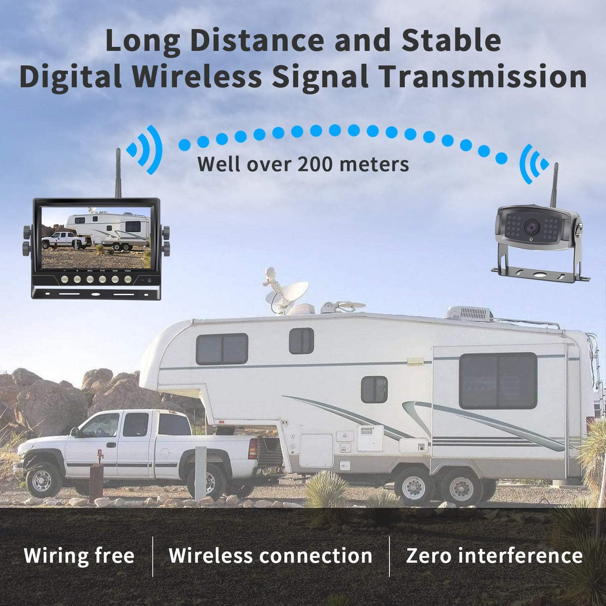 7'' Wireless Rear View Camera System with DVR Monitor L39646