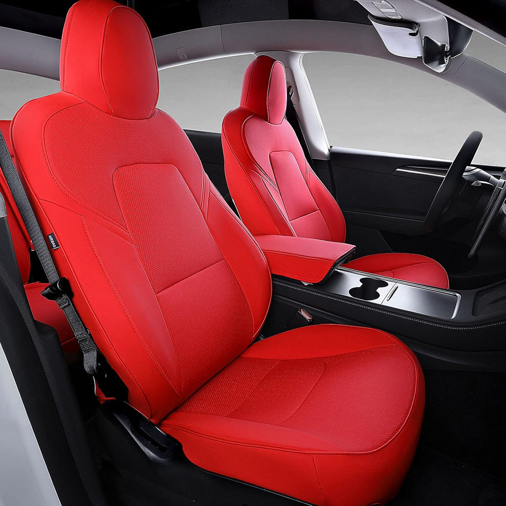 White PU Leather Car Seat Cover for Tesla Model Y 2020 2021 Y24047