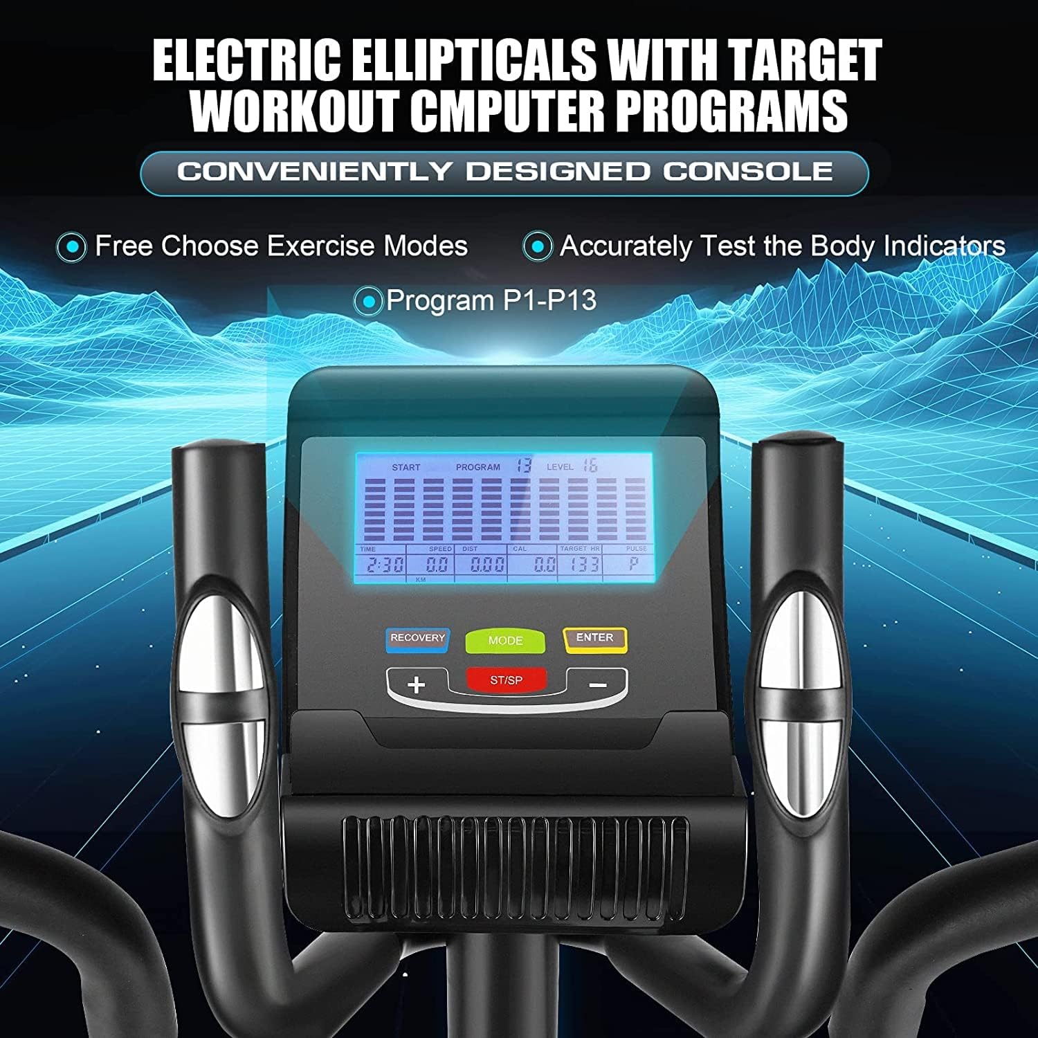 Elliptical Machine with Magnetic Resistance and 390 lbs Weight Capacity H115