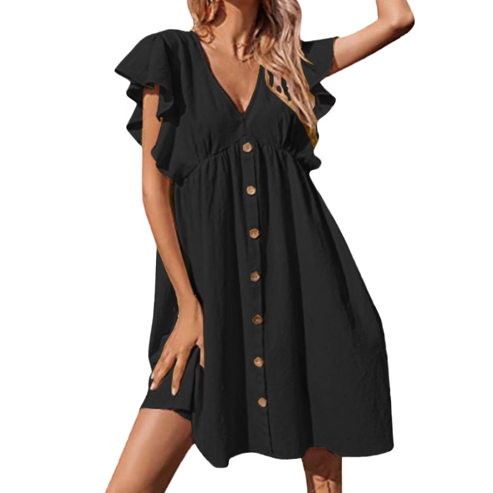 Cotton Midi Button Down Dress S491