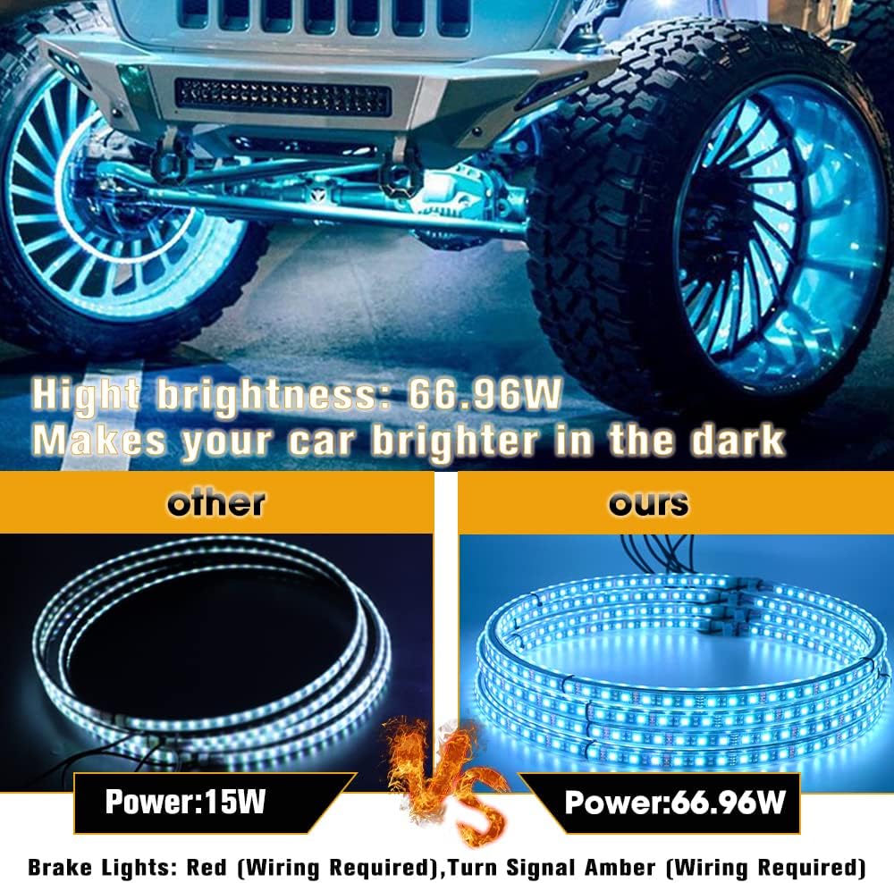 17'' Double Row RGB Wheel Ring Lights for Truck Car SUV Cart-4PCS D416747