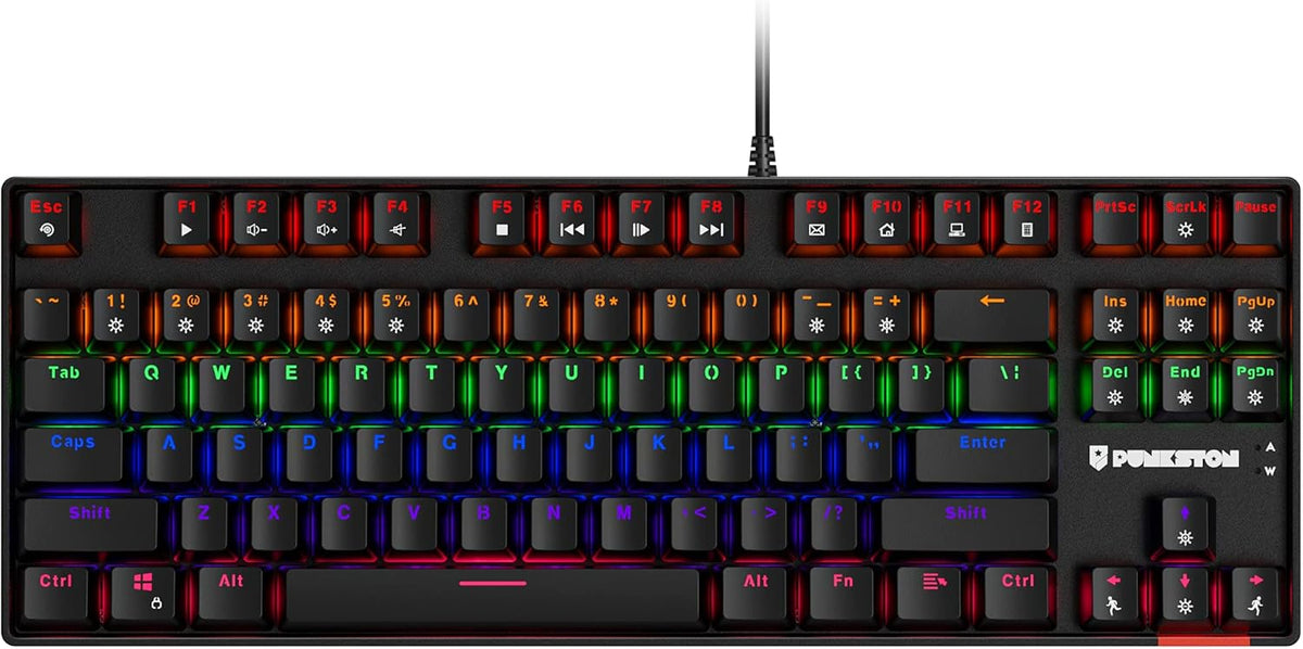TK87 Mechanical Gaming Keyboard, RGB Rainbow LED Backlit TKL 87 Keys Anti-Ghosting Wired Keyboard Red Switch Black G814486