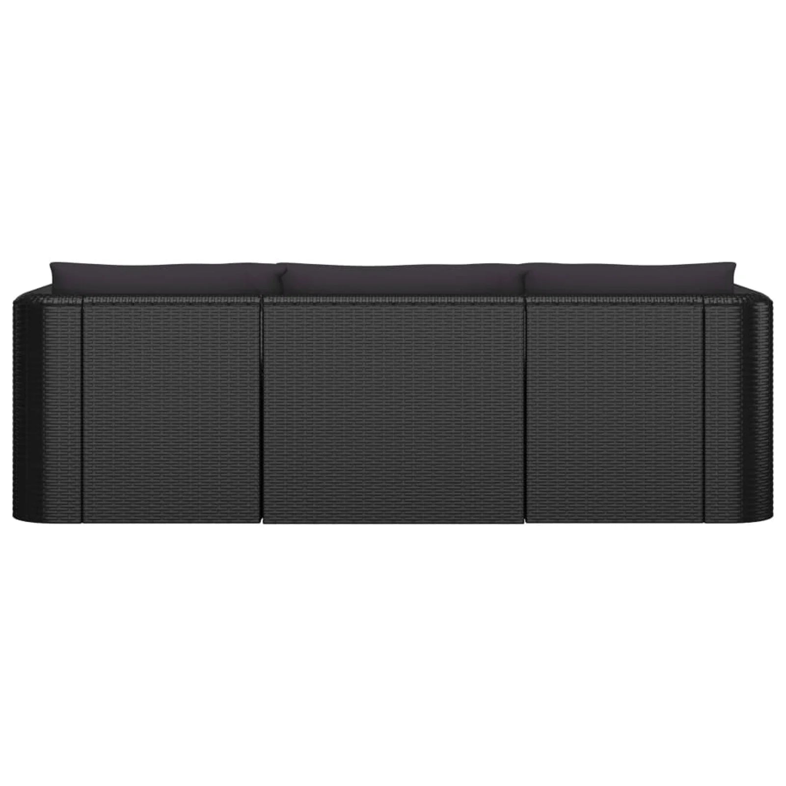 3 Piece Black Poly Rattan Outdoor Sofa Set D845282