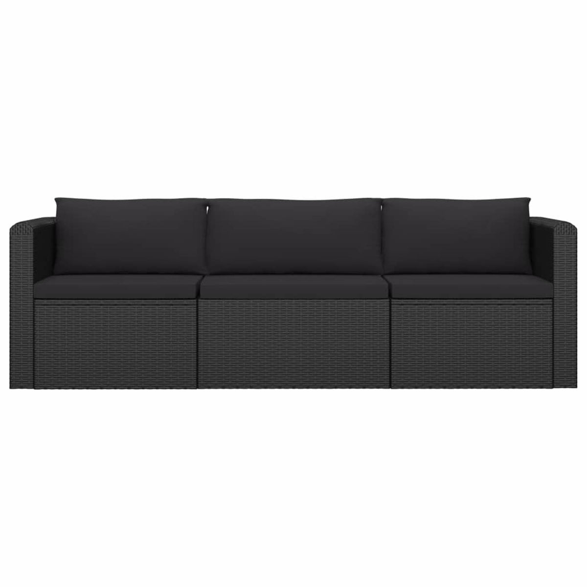 3 Piece Black Poly Rattan Outdoor Sofa Set D845282