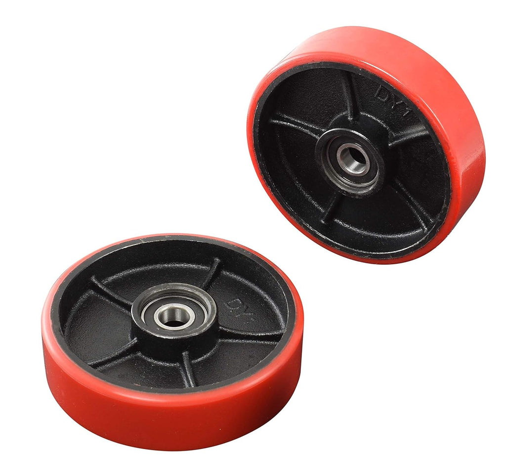 Pallet Jack Full Set Red with Axles, Steering Wheels, Front Load Roller, Entry Exit Roller and Protective Caps P9442