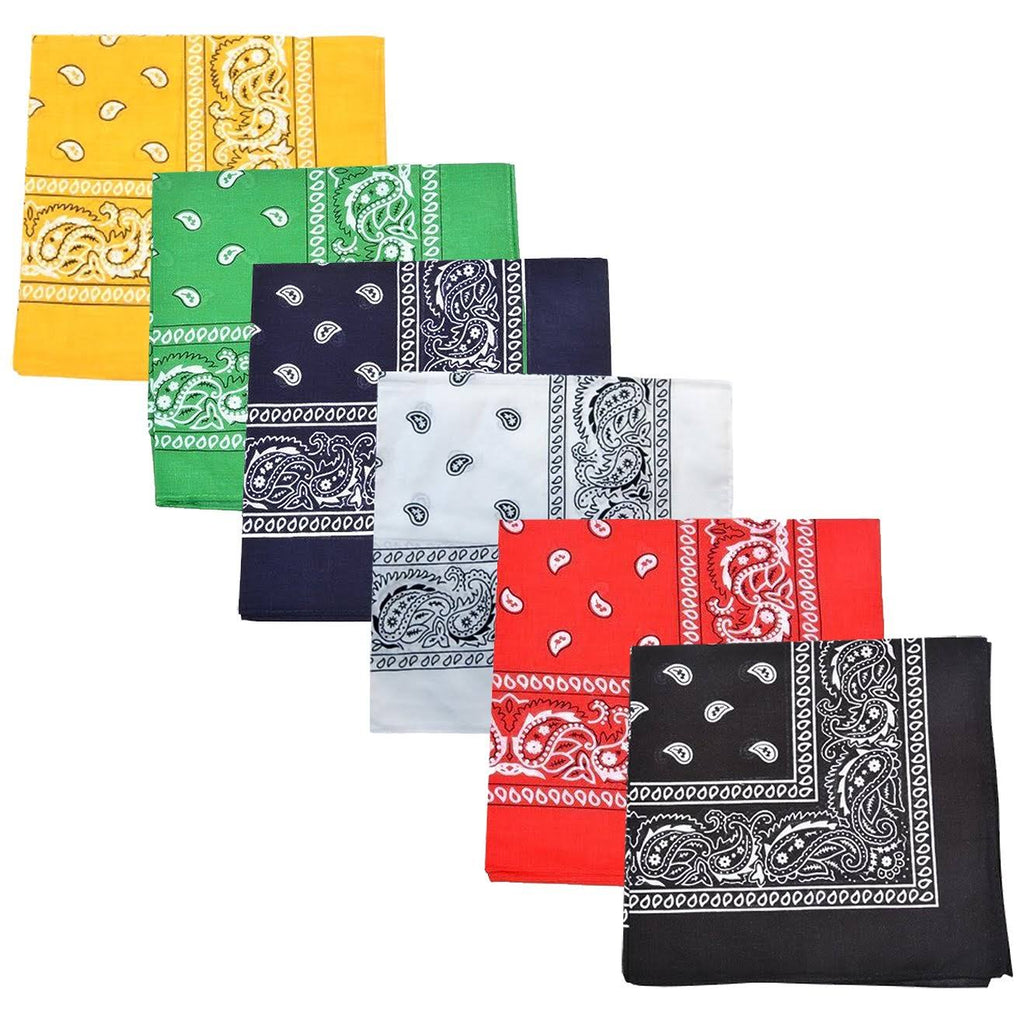 72 Pack Royal Blue Paisley Print Polyester Bandanas P155621