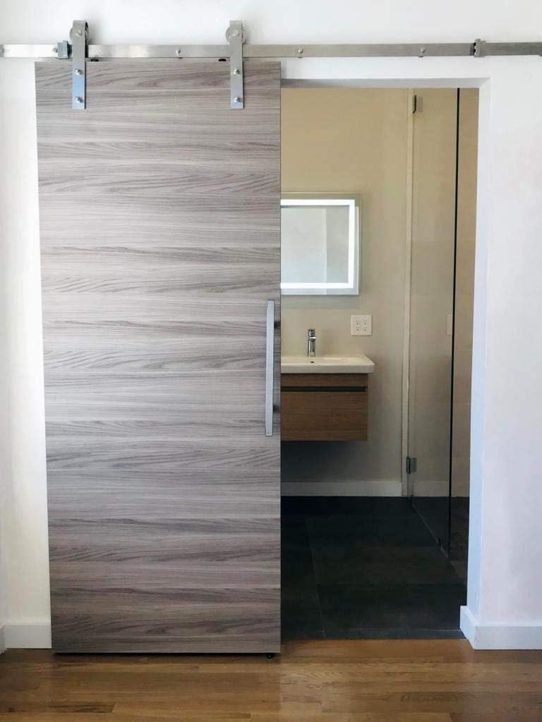 Solid Barn Door with Stainless Steel Rail Hardware Kit S163
