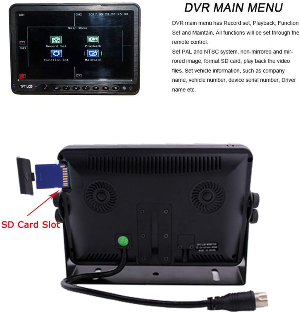 7 inch Backup Camera System with Quad Split Screen Monitor C6058