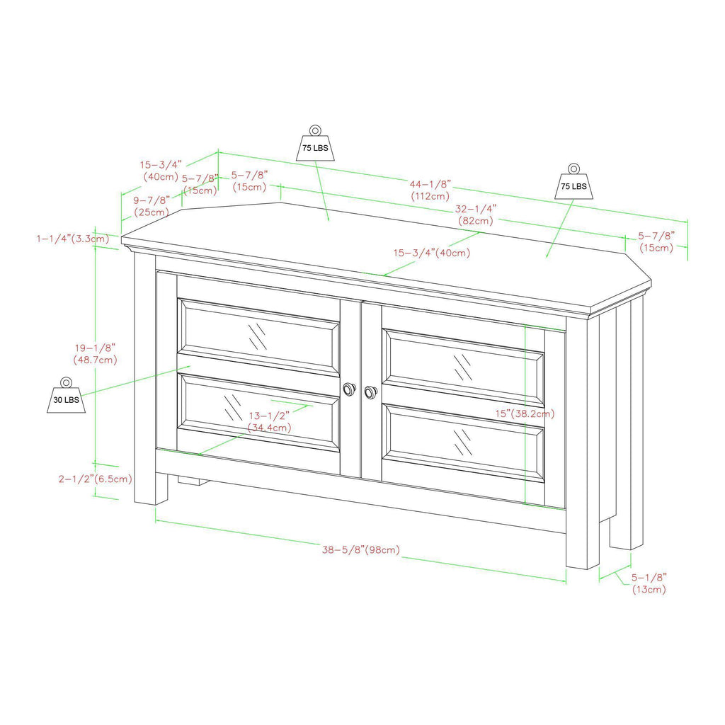 White Wood Corner TV Media Stand Storage Console X62558