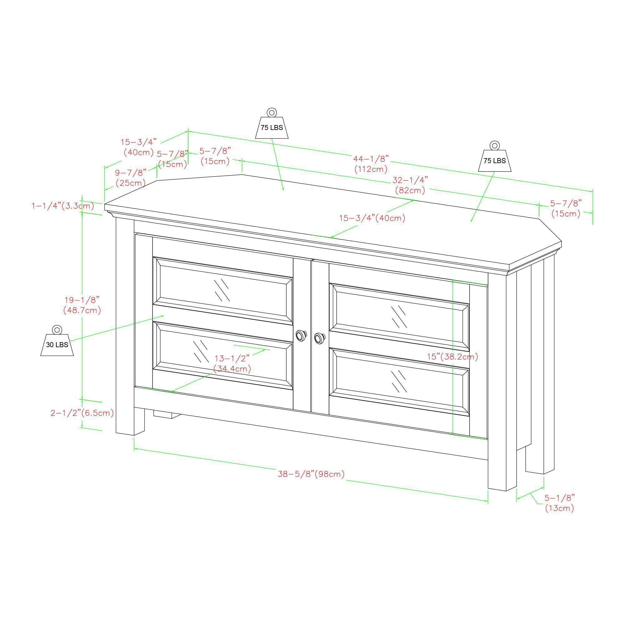 White Wood Corner TV Media Stand Storage Console X62558