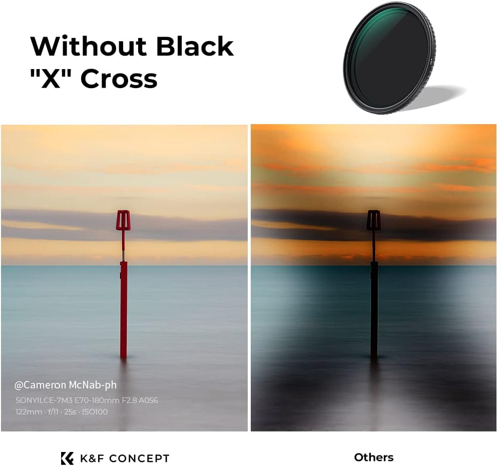 55mm Variable ND Filter ND8-ND128 (3-7 Stop) Hydrophobic VND Filter Pack of 2 B109