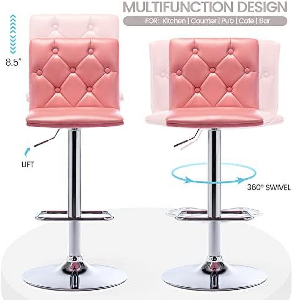 Red PU Leather Swivel Barstools Set of 2 U169939