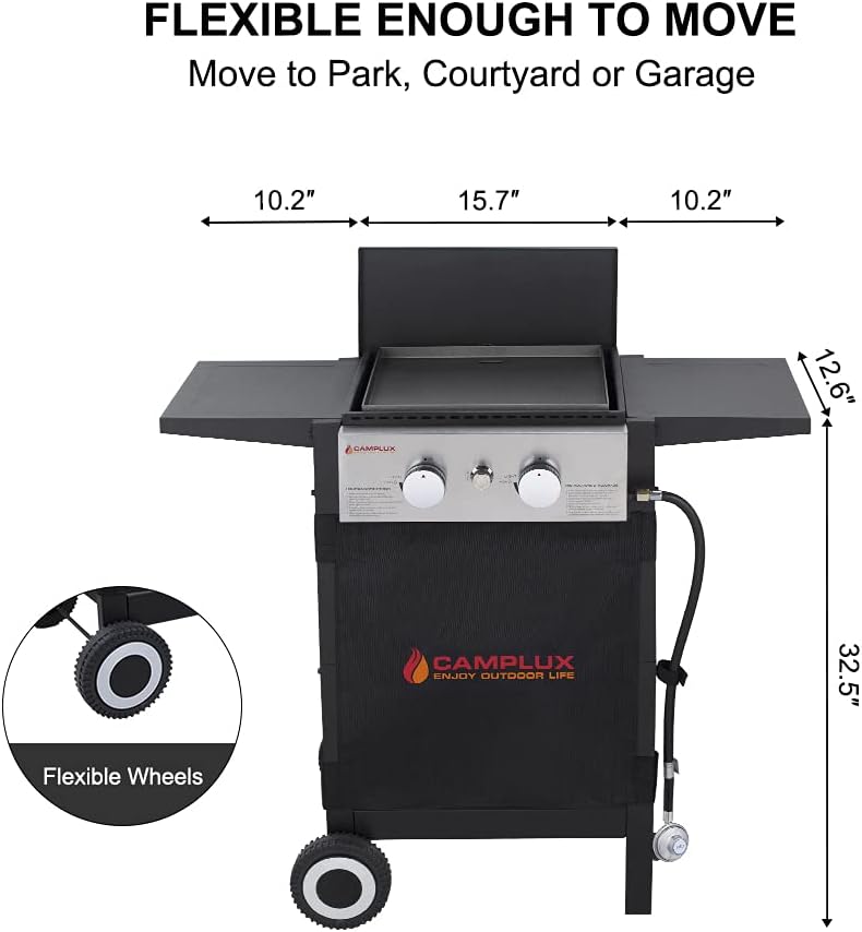 Black 2 Burner Flat Top Gas Griddle with Lid D920785