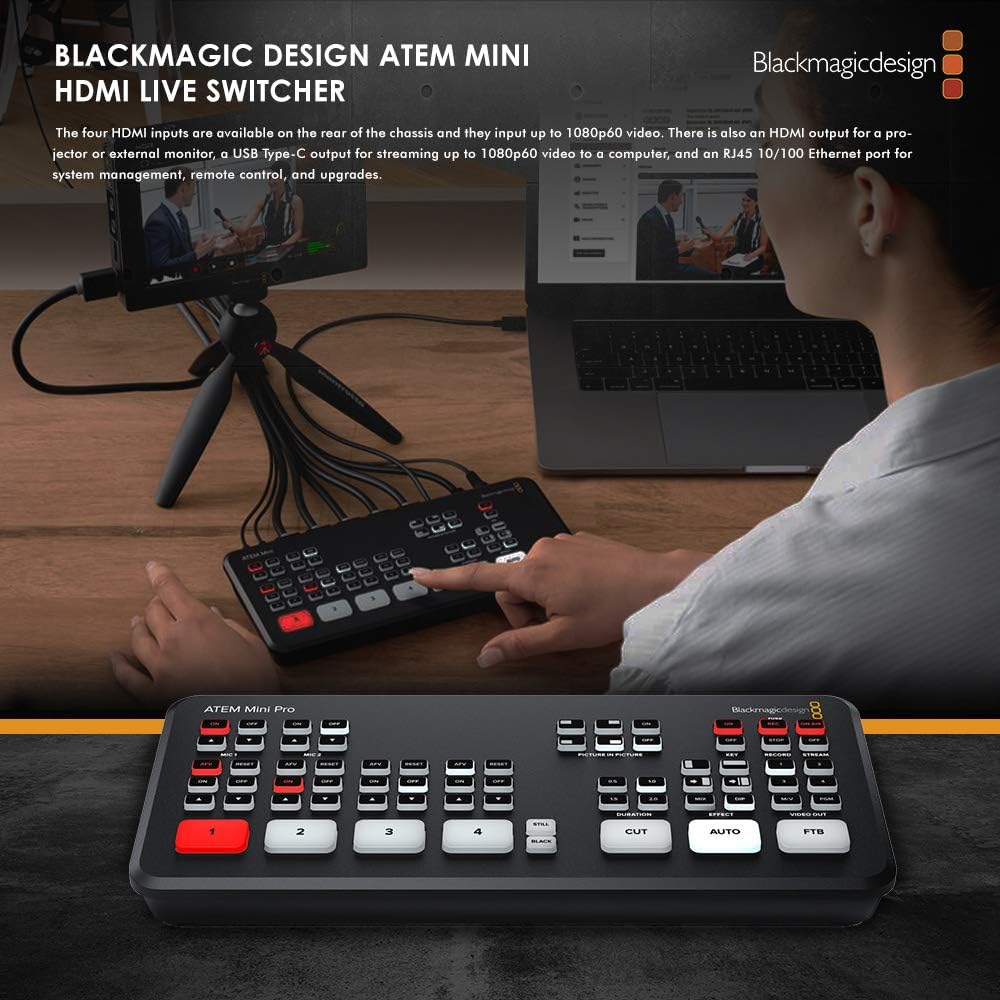 ATEM Mini Pro HDMI Live Stream Switcher with Basic Accessory Bundle O634