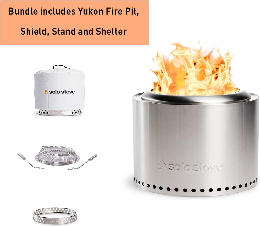 27x17 Inches Portable Wood Burning Smokeless Fire Pit with Camp Stove Accessories Q768606