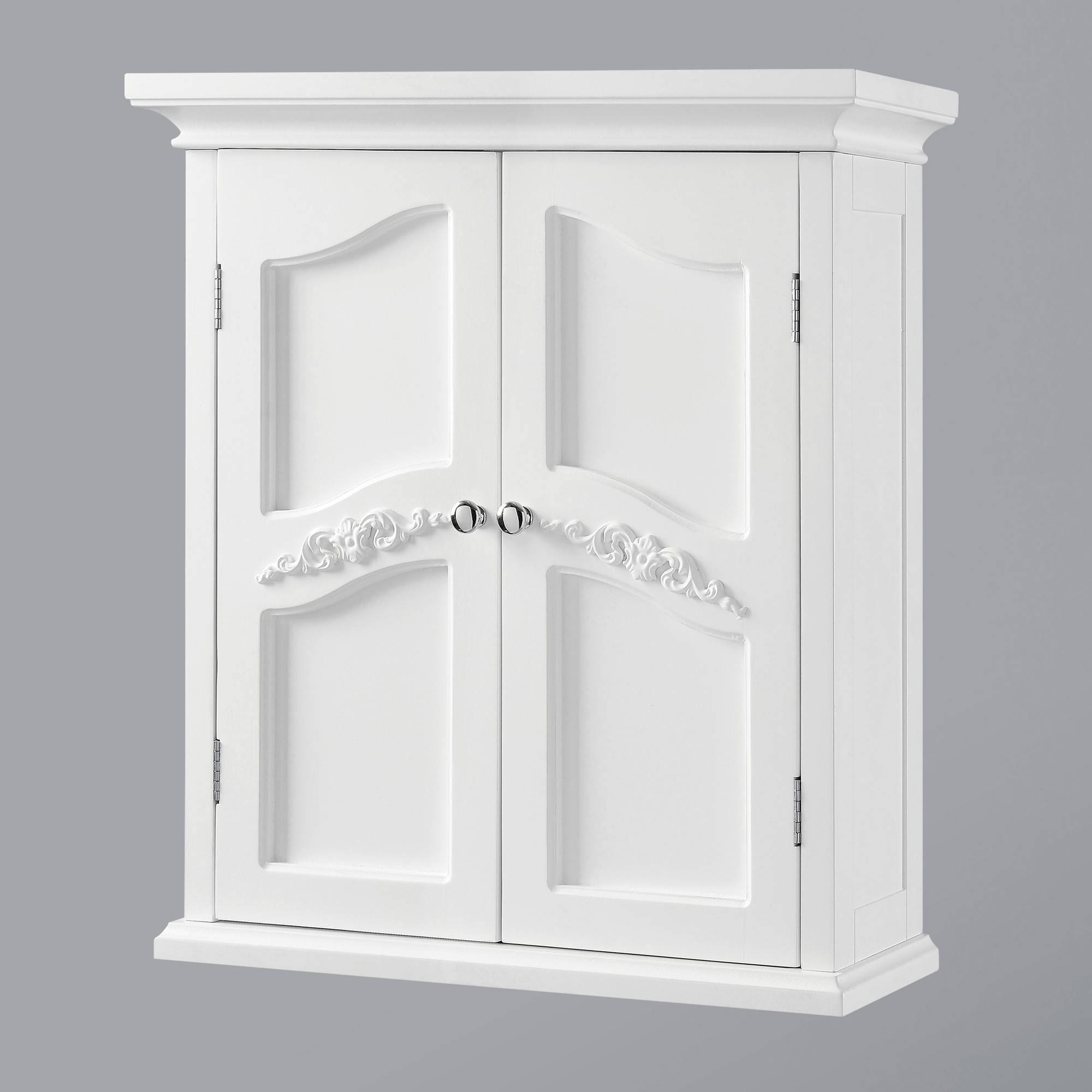 White Wall Mount Storage Cabinet with Double Doors T201