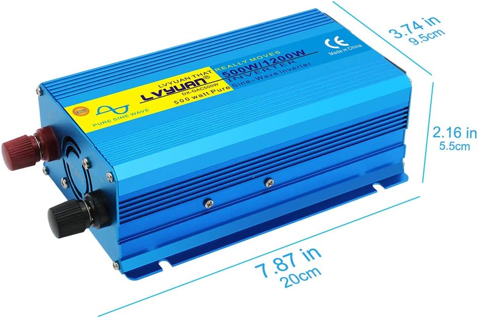 500W Pure Sine Wave Power Inverter 12V to 110V AC with USB Car Adapter Pack of 2 S946