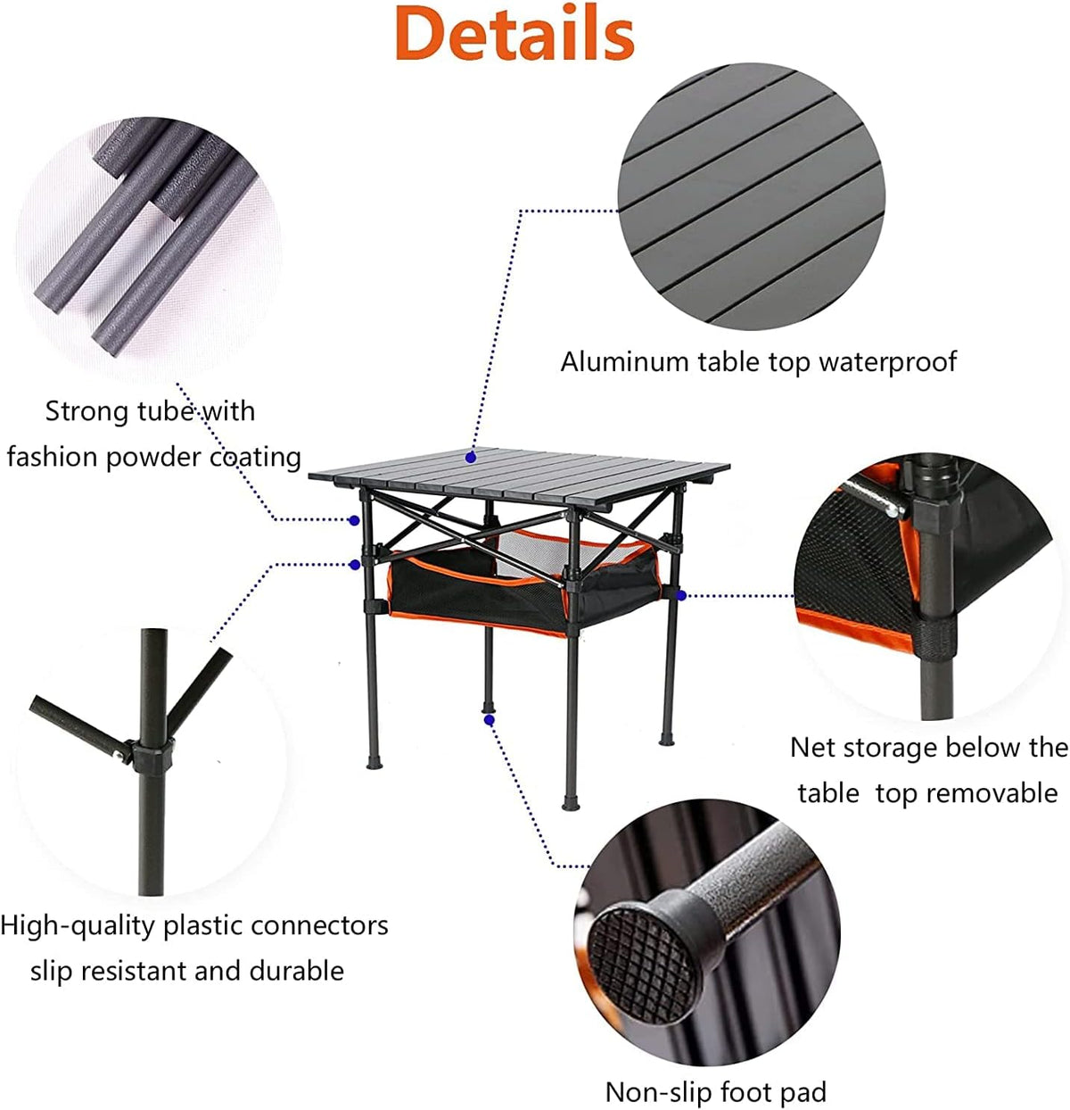 Heavy Duty Aluminum Camping Table with Carry Bag W88987