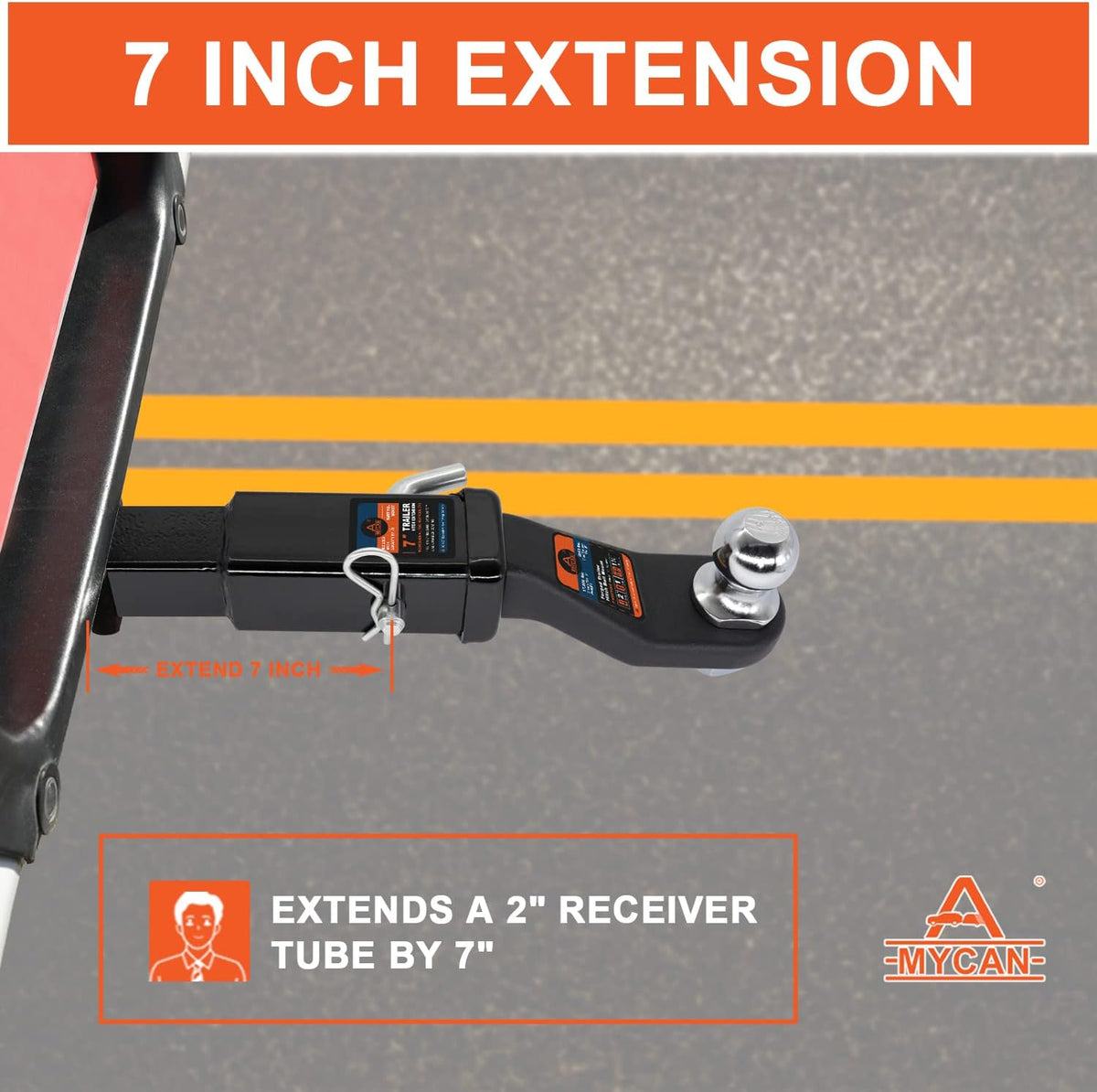 Hitch Extender 7 inch Trailer Extension for 2 inch Receiver Solid Shank 3500 lbs Pack of 2 N662