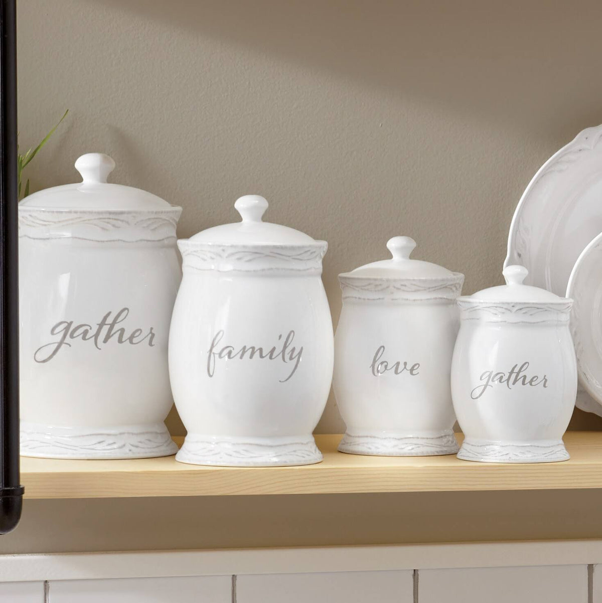 White 4-Piece Canister Set Y21070