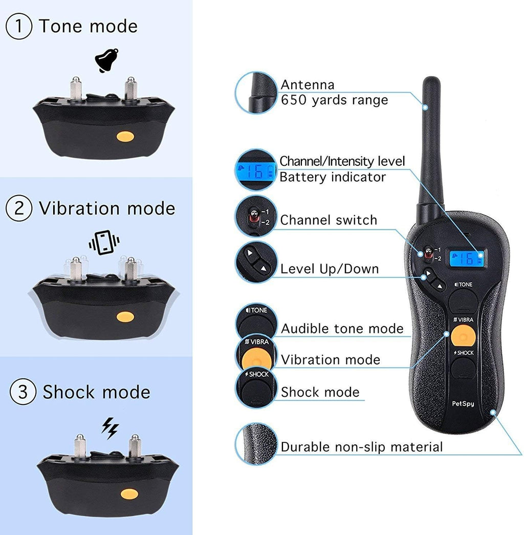 Waterproof Remote Dog Training Collar with Vibration, Electric Shock, Beep R319