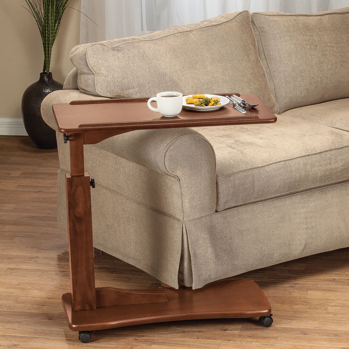 Oak C Shaped Side Accent Table B83587