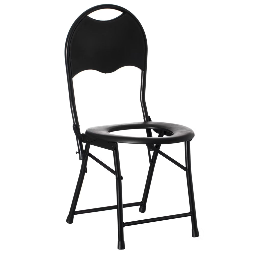 Black Folding Portable Toilet Seat with Backrest H45902