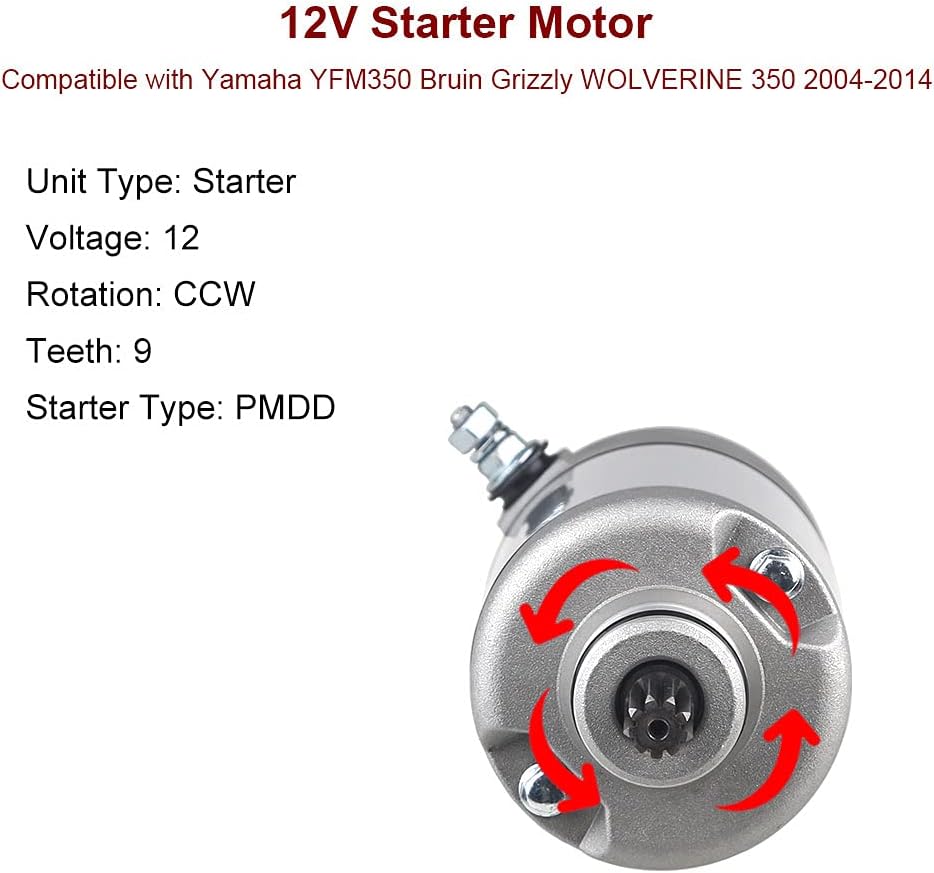 Starter Compatible with Yamaha YFM350 2004-2014 Pack of 2 M3668