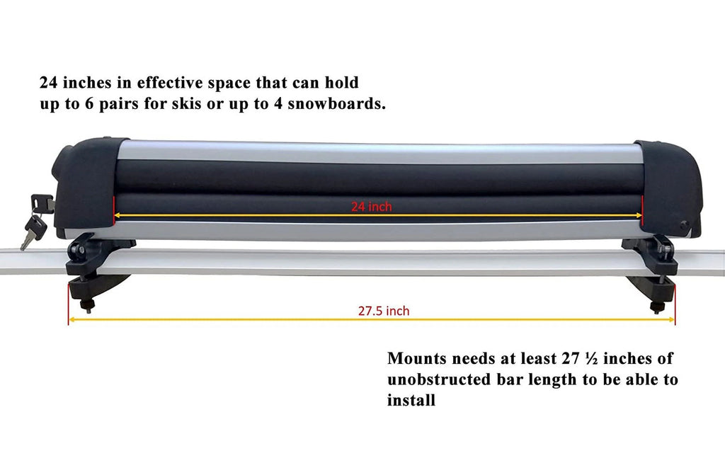 Crossbars & Ski Rack for Jeep Grand Cherokee with Grooved Metal Roof Side Rails C8337