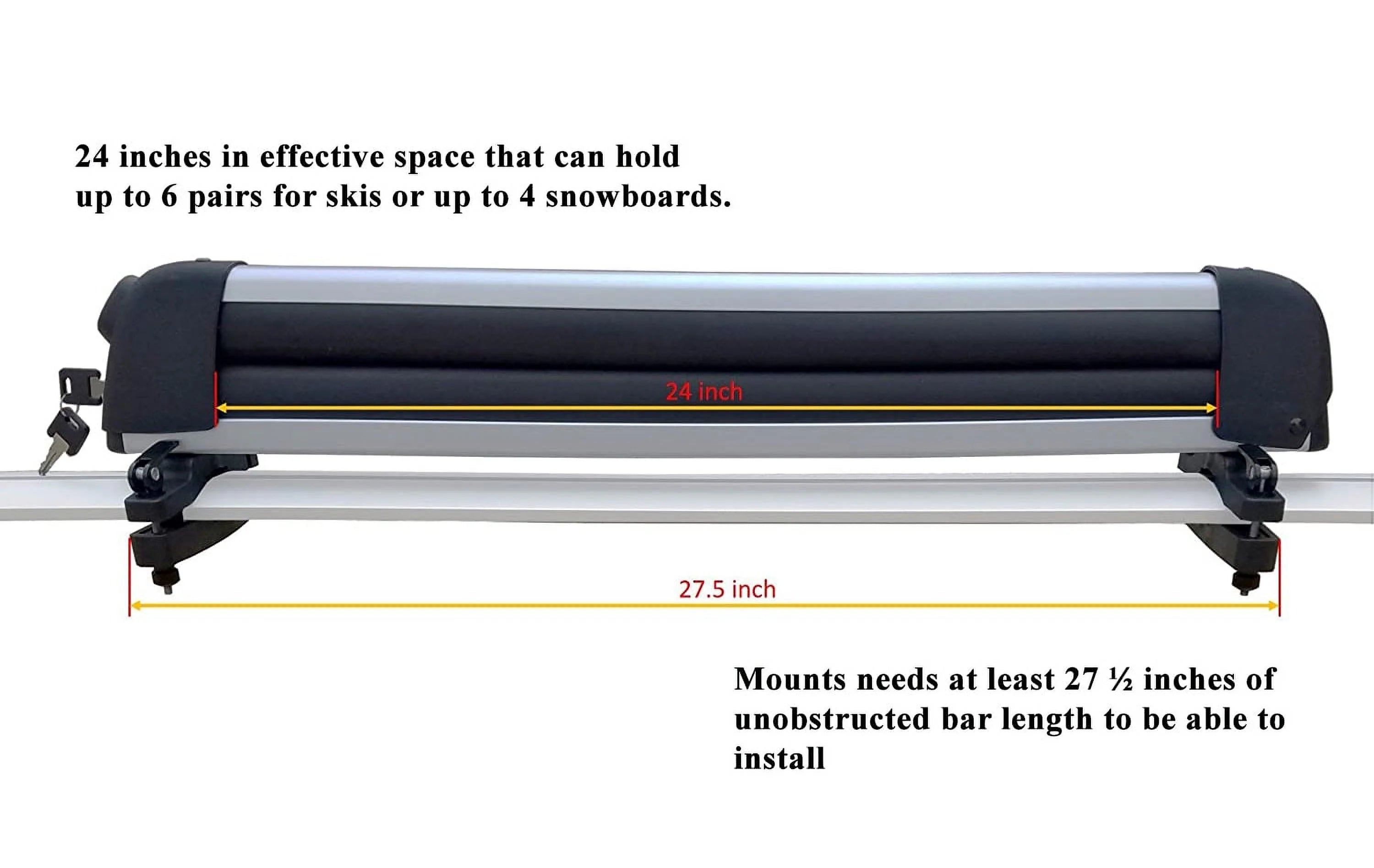 Crossbars & Ski Rack for Jeep Grand Cherokee with Grooved Metal Roof Side Rails C8337
