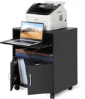 Black Mobile File Cabinet with Keyboard Tray and Doors on Wheels I783439