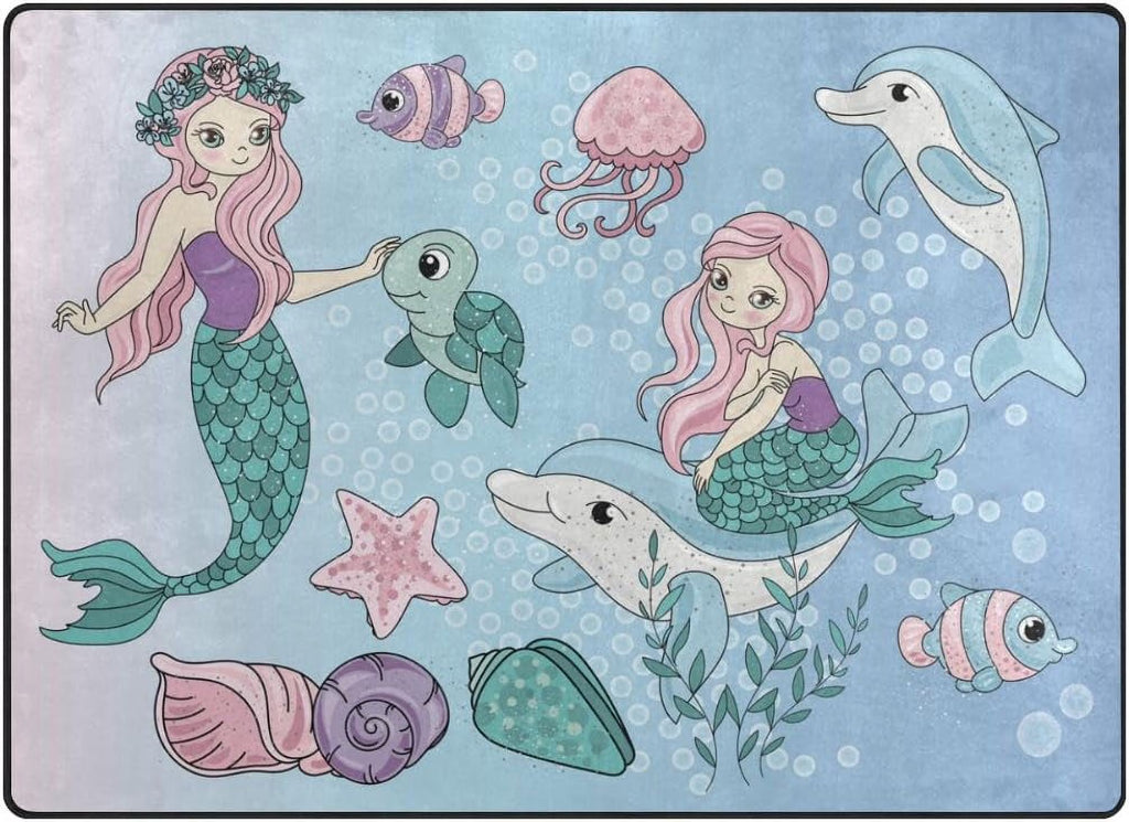 Underwater Magic Fairyland Lightweight Carpet Mats, 6'8" x 4'10" Area Soft Rugs Floor Mat Rug E129328