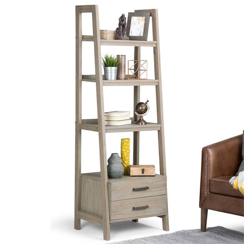 4 Shelf Ladder Bookcase in Gray I2745