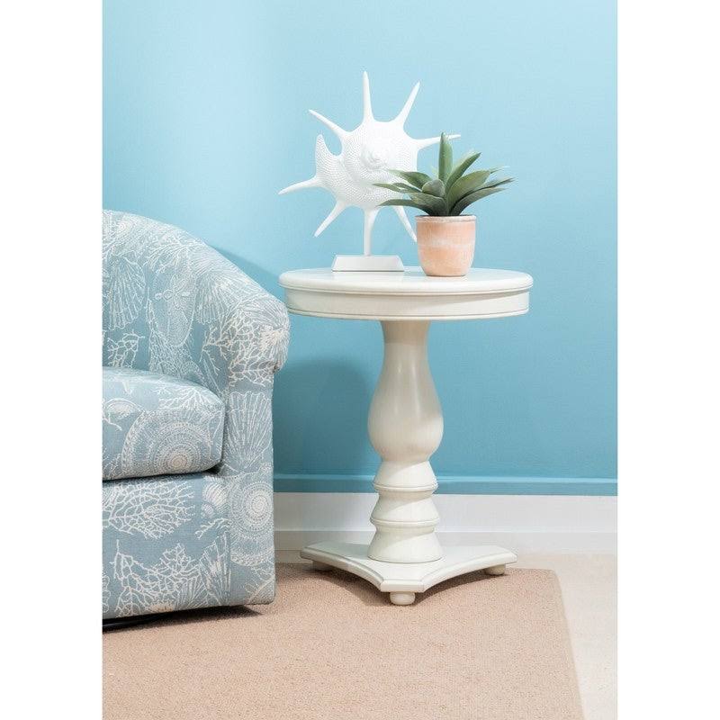 White Round Accent Side Table P292706