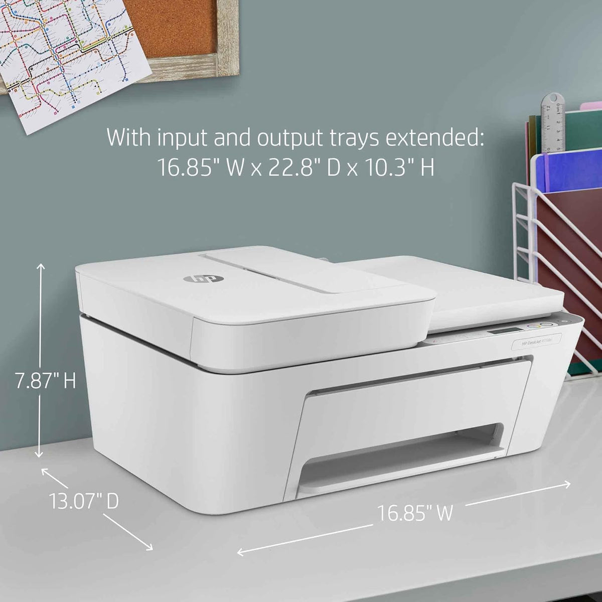 HP DeskJet Plus 41 58e All-in-One Wireless Color Inkjet Printer, White - Print Copy Scan - 1200 x 1200 dpi, 35-Sheet ADF, Icon LCD Display, Hi-Speed USB, Instant Ink Ready S488