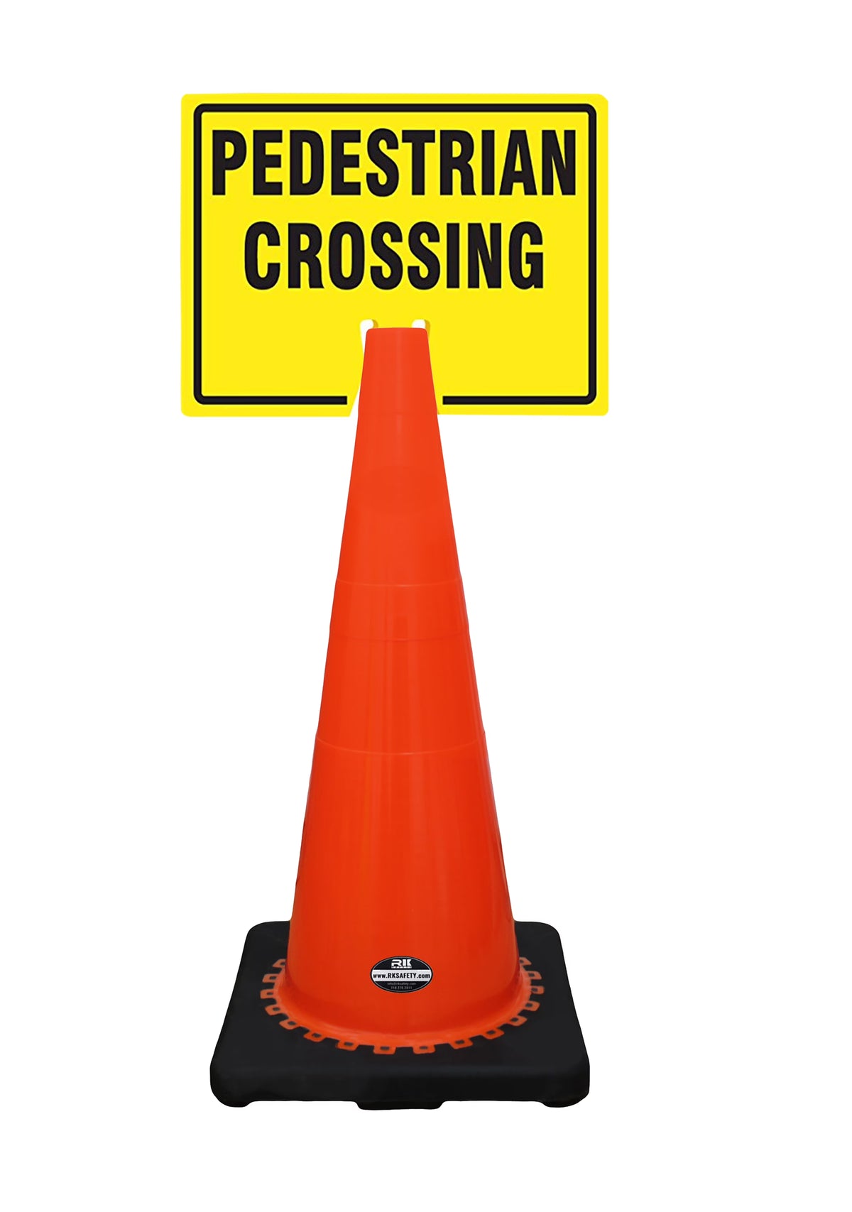 28" Orange Cone with Black Base, Cone Sign 39" Pedestrian Crossing, 4 ea + 4 ea I4677