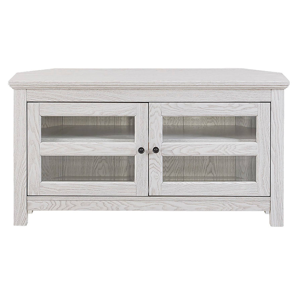 White Wood Corner TV Media Stand Storage Console X62558