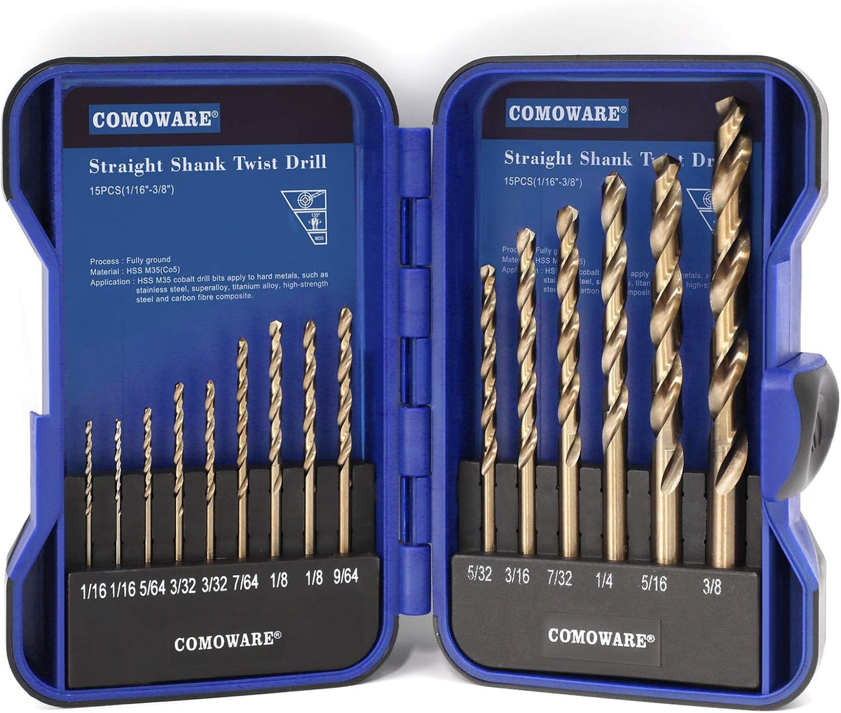 115Pcs M35 High Speed Steel Twist Drill Bit Set with Metal Indexed Storage Case H704