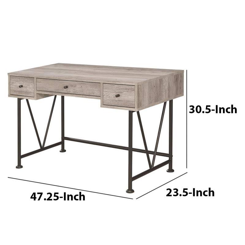 Driftwood Gray 3 Drawer Writing Desk J348