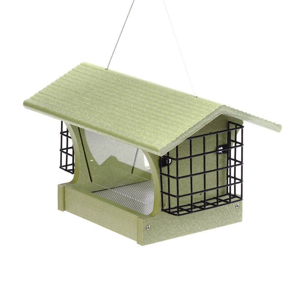 Recycled Medium Hopper Bird Feeder with Suet Cages M5400
