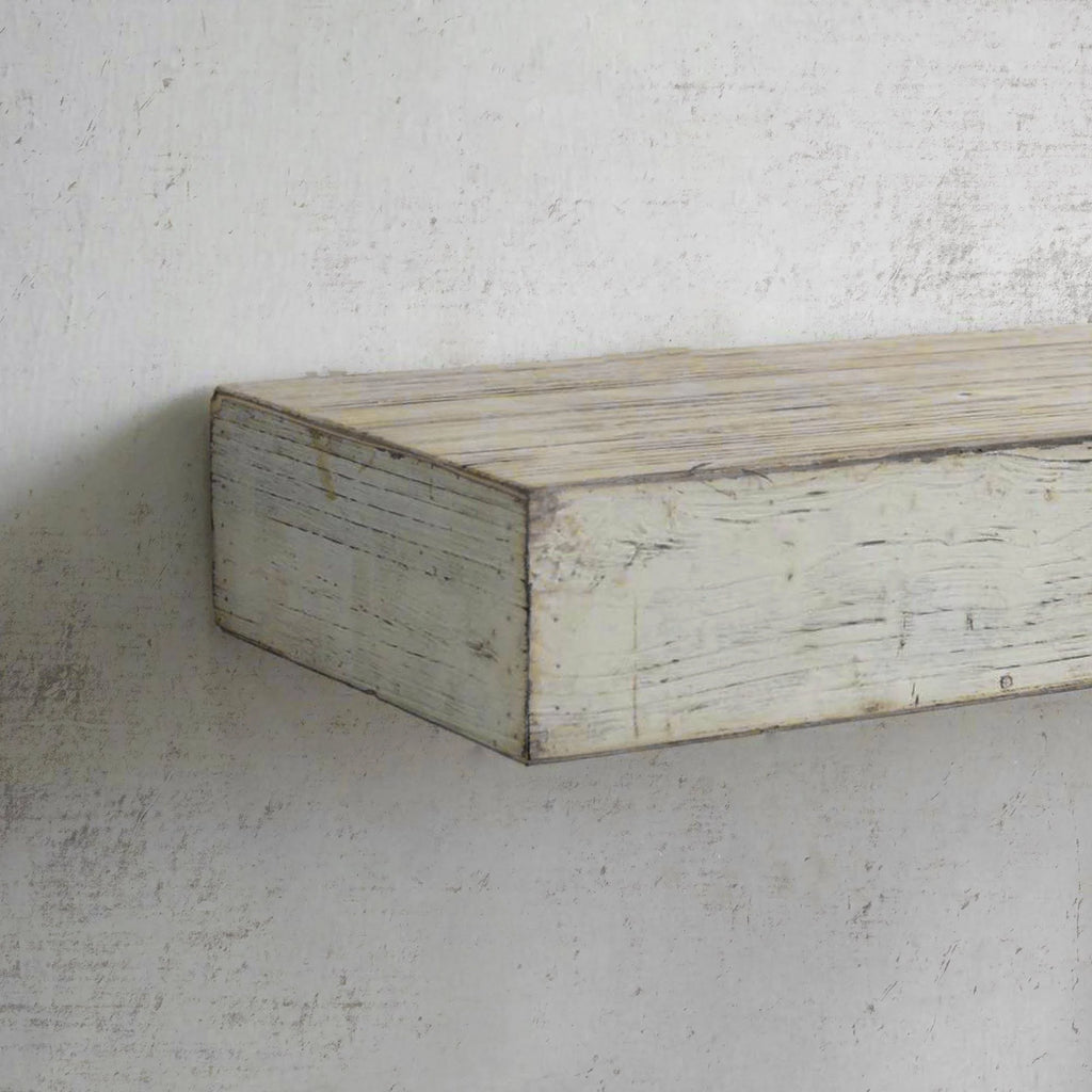 Rustic Whitewashed Wood Floating Wall Shelf P5456