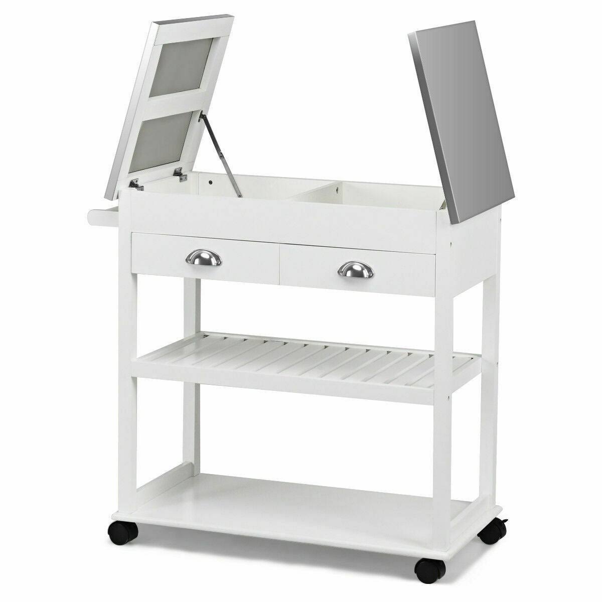 Stainless Steel Mobile Kitchen Trolley Cart with Drawers & Casters T981175