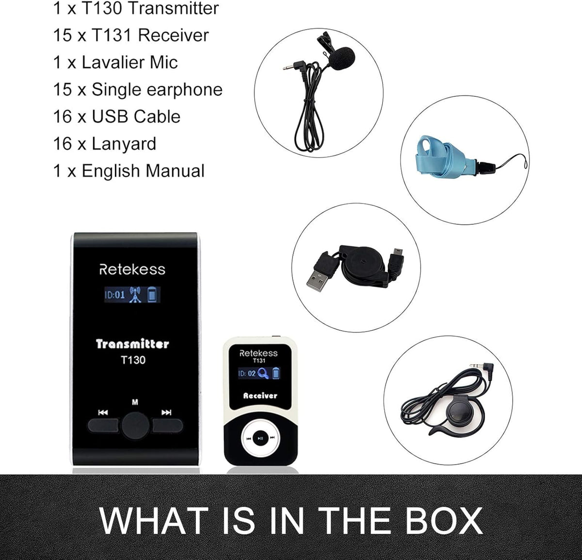 Wireless Tour Guide System Headsets, 99 Channels, Transmitter 15 Receivers A23803
