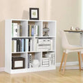 White Wood Geometric Bookcase S8069