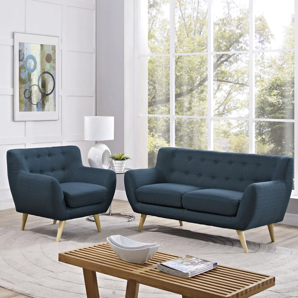 Navy Fabric 2 pcs Living Room Set S114333